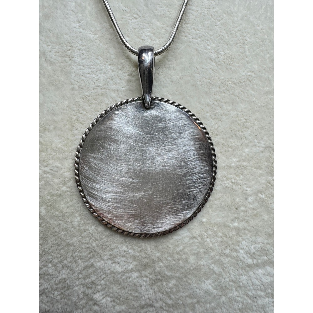 Vintage Heavy Sterling Silver 925 Round Rope Medallion Reversible ID Pendant